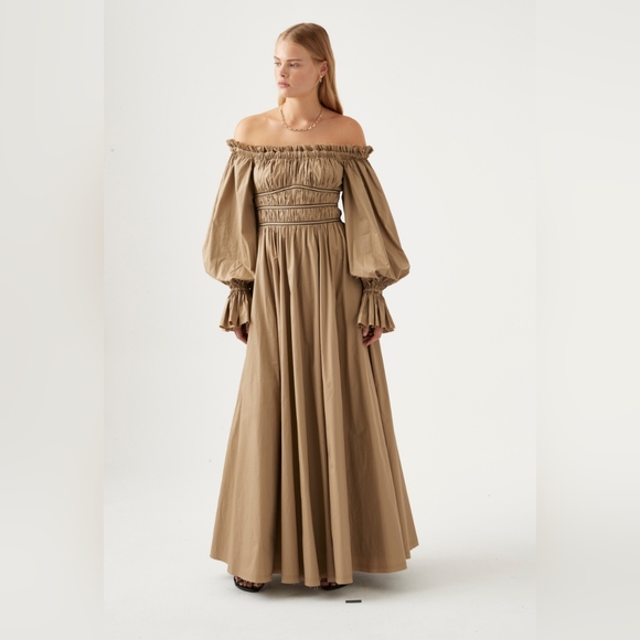Final SALE Aje Wattle Off Shoulder Midi Dress Taupe - joarbit.com Final SALE Aje Wattle Off Shoulder Midi Dress Taupe - joarbit.com